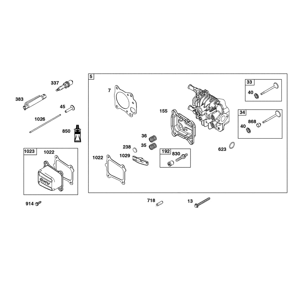 Engine >> Cylinder Head Diagram and Parts List for 021022-00  Briggs and Stratton Pressure Washer